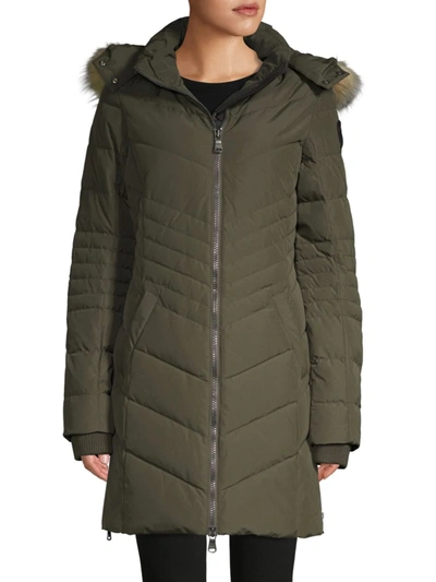 Pajar Women's Fox Fur-trim Down Jacket In Military