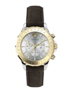 VERSACE MEN'S CHRONO SIGNATURE TWO-TONE STAINLESS STEEL LEATHER-STRAP WATCH