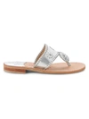 Jack Rogers Jacks Woven Leather Thong Sandals In Silver