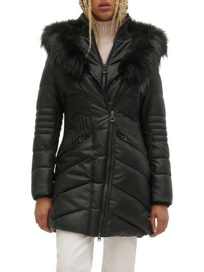 Noize Women's Gigi-x Vegan Leather & Faux Fur Parka In Black