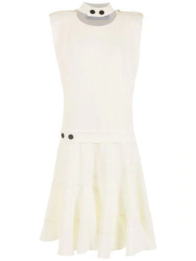 Gloria Coelho Two-tone Button-detail Dress In Weiss
