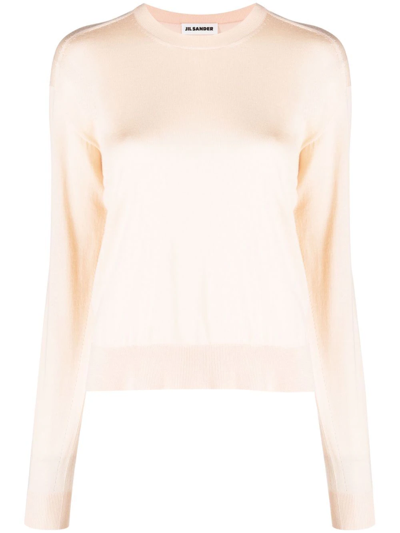 Jil Sander Liso Crew-neck Wool Jumper In Neutrals