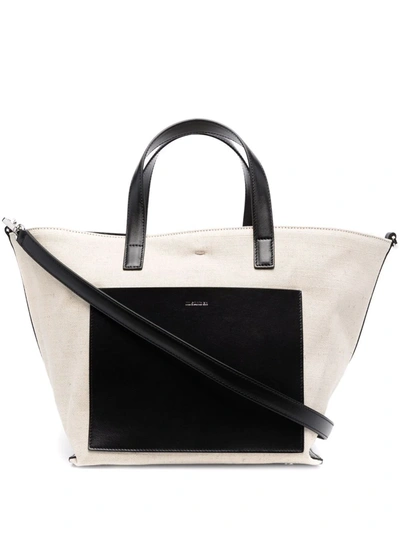Jil Sander Small Wander Tote Bag In White,black