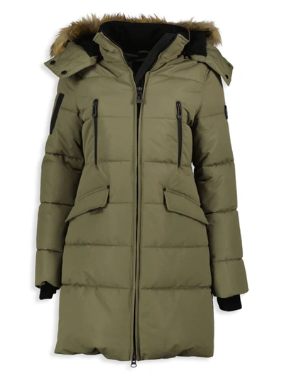 Noize Women's Addie Faux Fur-trim Quilted Parka In Green