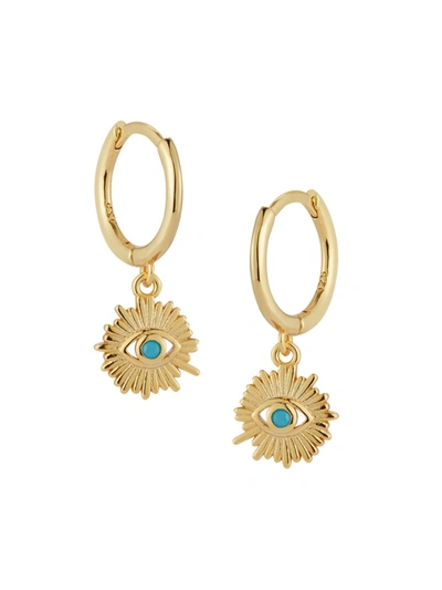 Chloe & Madison Women's 14k Goldplated Sterling Silver & Cubic Zirconia Evil Eye Drop Earrings
