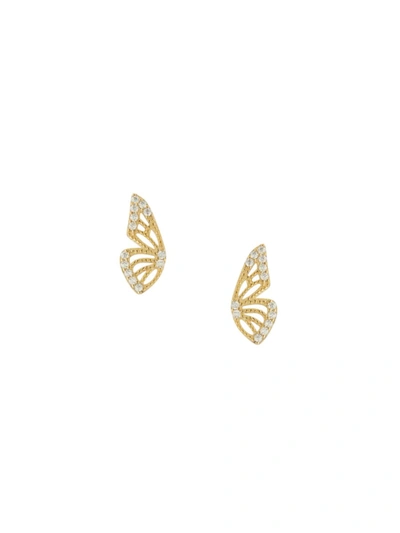 Chloe & Madison Women's 18k Goldplated Sterling Silver & Cubic Zirconia Butterfly Wing Stud Earrings