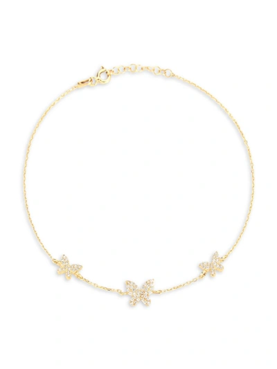 Chloe & Madison Women's 14k Goldplated Sterling Silver & Cubic Zirconia Butterfly Anklet