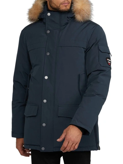 Pajar Men's Duck Down-fill Crystal Fox Fur-trim Parka In Navy