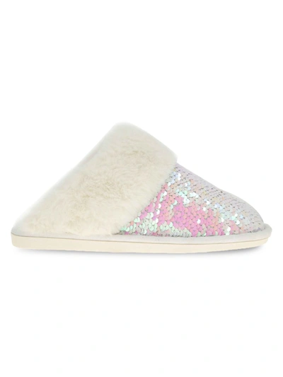 Bcbgeneration Women's Triaa Faux Fur-lined Sequin Slippers In Pearl