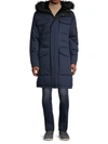 Karl Lagerfeld Faux Fur Lined Parka In Navy