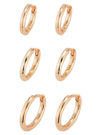 Chloe & Madison Women's 3-piece 18k Rose Goldplated Sterling Silver Hoop Earrings Set