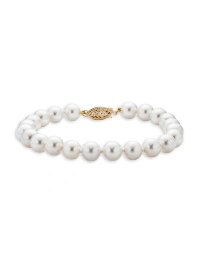 Belpearl Women's 14k Yellow Gold & 7.5-8mm Akoya Cultured Pearl Bracelet