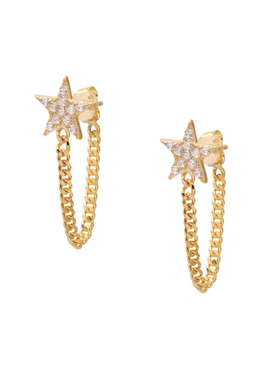 Gabi Rielle Women's Perfect Pairing 14k Gold Vermeil & Cubic Zirconia Star Chain Earrings