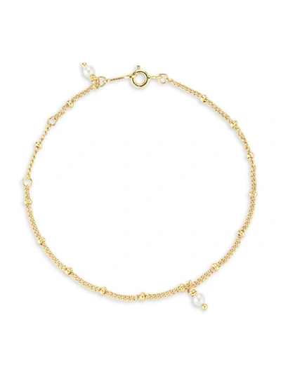 Chloe & Madison Women's 18k Goldplated Sterling Silver & 3mm Freshwater Pearl Beaded Anklet