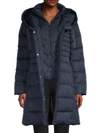 T Tahari Nelly Faux Fur Trim Hooded Puffer Coat In Galaxy