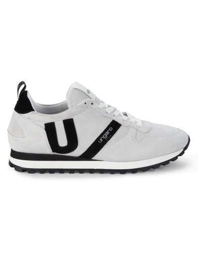 Emanuel Ungaro Men's Suede Sneakers In White Black