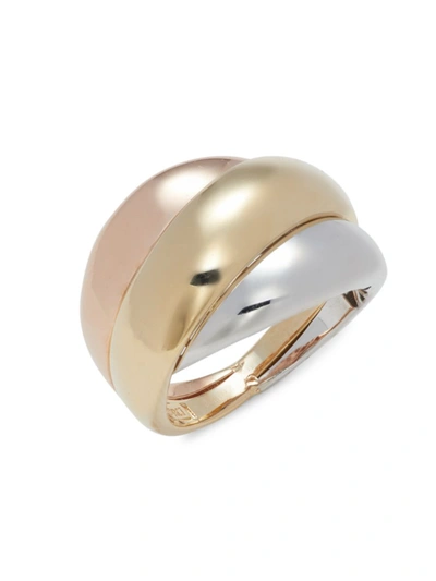 Saks Fifth Avenue Made In Italy Women's 14k Tri-tone Gold Dome Ring