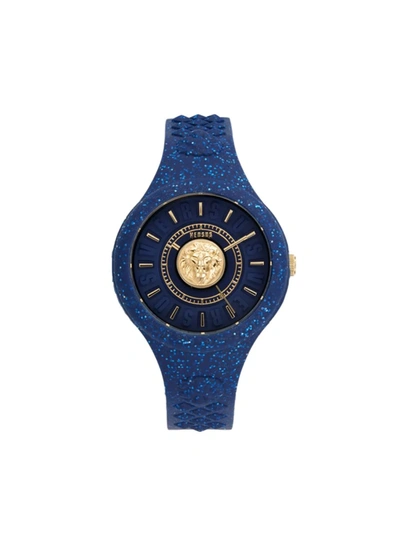 Versus Women's 39mm Goldtone Stainless Steel & Glitter Silicone Watch In Dark Blue