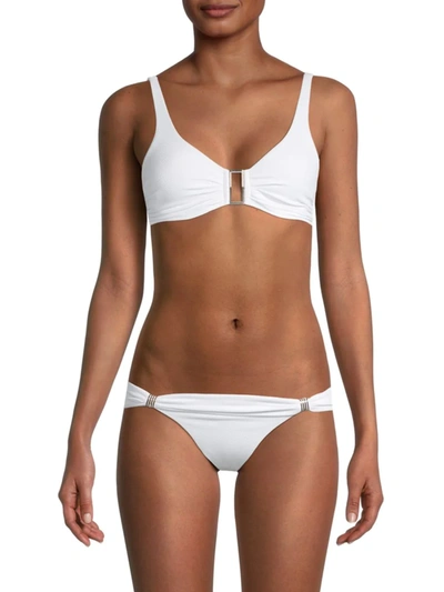 Melissa Odabash Bel Air Embellished Ribbed Underwired Bikini Top In White