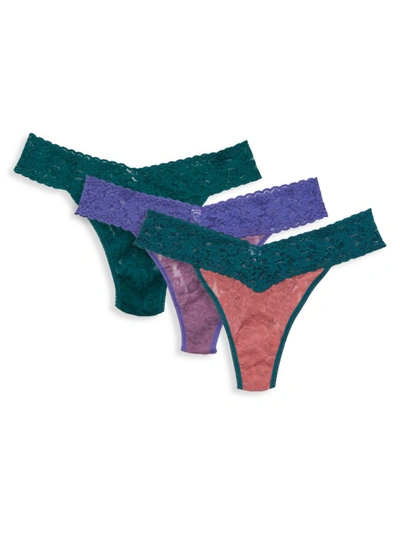 Hanky Panky Women's 3-pack Lace Thongs In Neutrals
