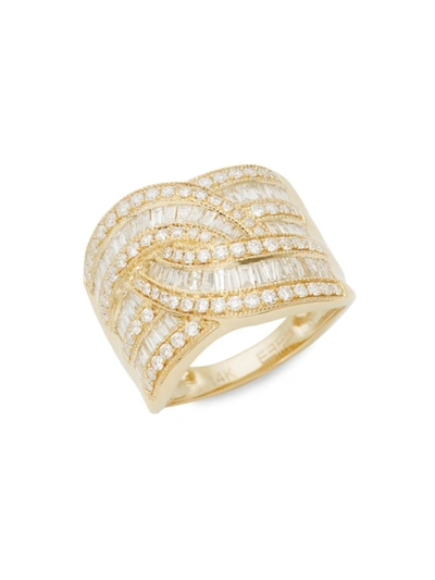 Effy Women's 14k Yellow Gold & White Diamond Ring/size 7