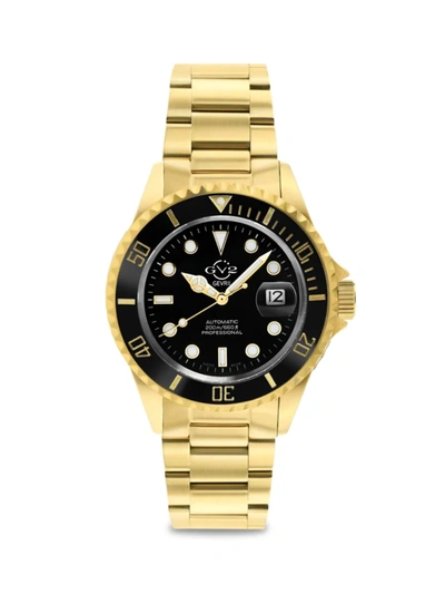 Gv2 Men's Liguria Swiss Automatic Goldtone Stainless Steel Diver Watch In Black