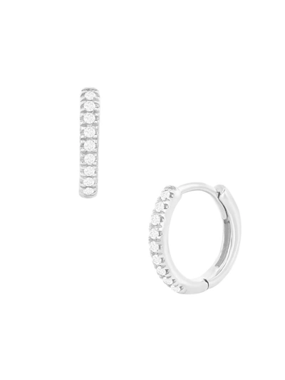 Nephora Women's 14k White Gold & 0.06 Tcw Diamonds Huggie Earrings
