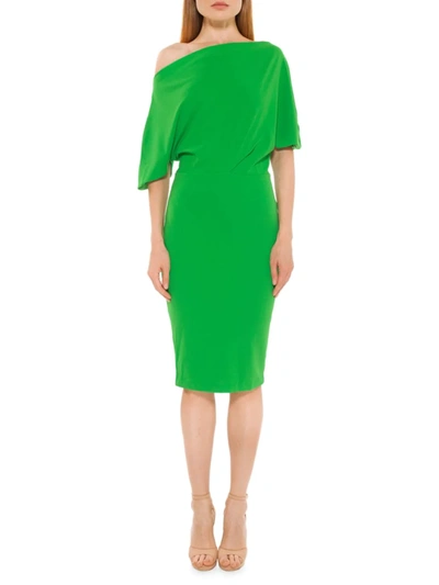 Alexia Admor Women's Olivia Draped One-shoulder Sheath Dress In Green