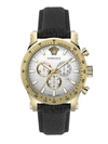 VERSACE MEN'S CHRONO SPORTY TWO-TONE STAINLESS STEEL & LEATHER STRAP CHRONOGRAPH WATCH