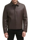 Cole Haan Standing Collar Smooth Lamb Leather Jacket In Java