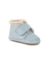 Old Soles Baby's Shloofy Faux Fur-trim Leather Booties In Dusty Blue