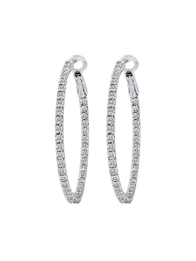 Nephora Women's 14k White Gold & Diamond Hoop Earrings