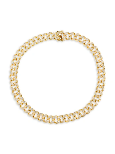 Eye Candy La Women's Luxe Luna 18k Goldplated & Cubic Zirconia Link Choker Necklace In Brass