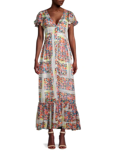 M Missoni Ruffled Printed Silk-crepon Maxi Dress In Ecru