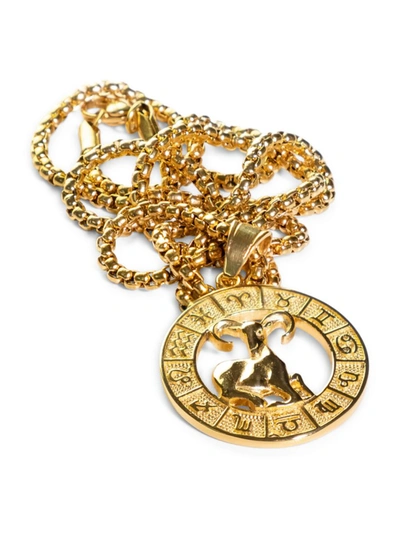 Jean Claude Men's Goldplated Stainless Steel Zodiac Pendant Necklace In Aries