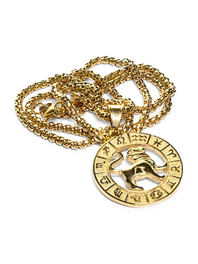 Jean Claude Men's Goldplated Stainless Steel Zodiac Pendant Necklace In Leo