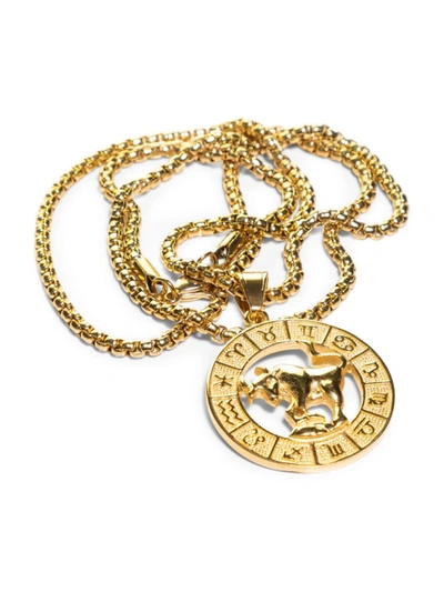 Jean Claude Men's Goldplated Stainless Steel Zodiac Pendant Necklace In Taurus