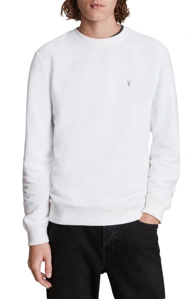 Allsaints Raven Slim Fit Crewneck Sweatshirt In Optic White