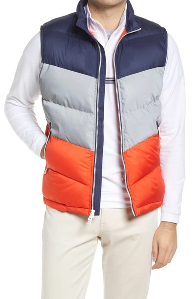 Peter Millar Men's Crown Reflective Colorblock Quilted Vest In Blue