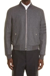 Thom Browne Wool And Cashmere-blend Down Bomber Jacket In 035 Medium Grey