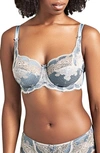 Panache Womens Crystal Blue Clara Lace-embellished Stretch-jersey Full-cup Bra 30d In Crystal Blue