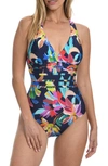 La Blanca Multi-strap Cross-back Mio One Piece Swimsuit In Indigo