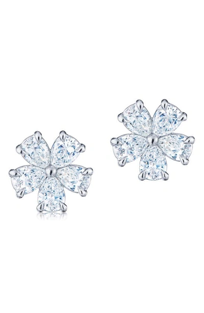 Kwiat Cluster Floral Diamond Stud Earrings In Silber
