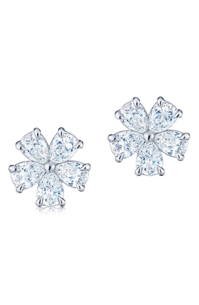 Kwiat Cluster Floral Diamond Stud Earrings In White Gold