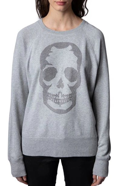 Zadig & Voltaire Skull Cotton & Modal Sweatshirt In Gris Chine