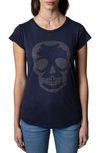 Zadig & Voltaire Women's Skull-studded Skinny T-shirt In Navy