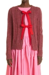 MOLLY GODDARD RIBBON TIE CABLE LAMBSWOOL CARDIGAN