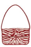 Staud Tommy Beaded Animal-print Shoulder Bag In Scarlet White