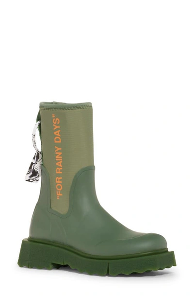 Off-white For Rainy Days Sponge Sole Chelsea Rain Boot In Military Green