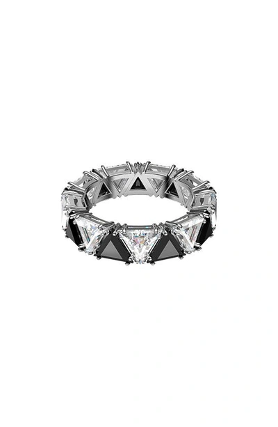 Swarovski Millenia Cocktail Ring With Triangle Cut Crystals In Black